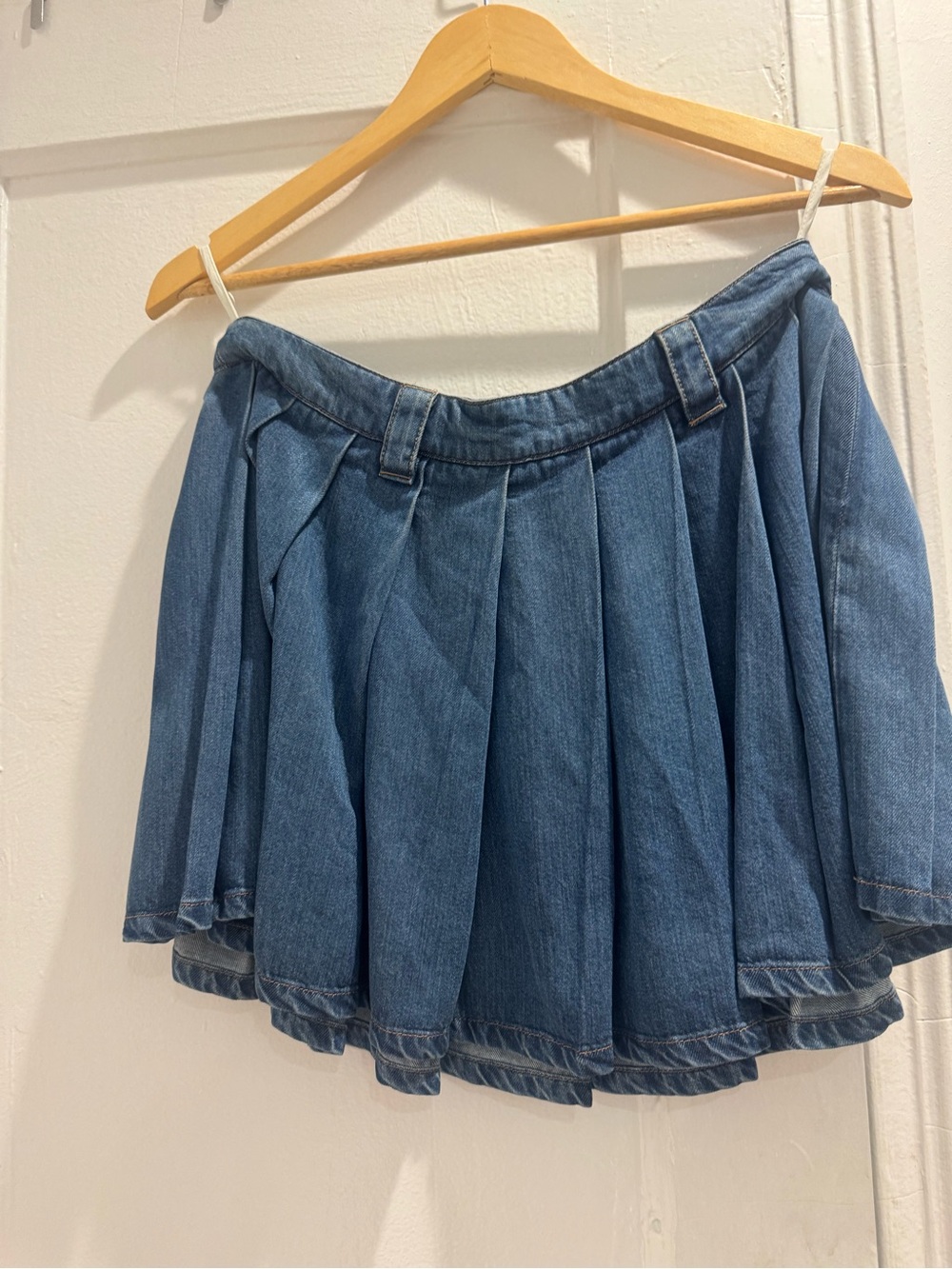 Miu Miu Blue Denim Pleated Mini Skirt